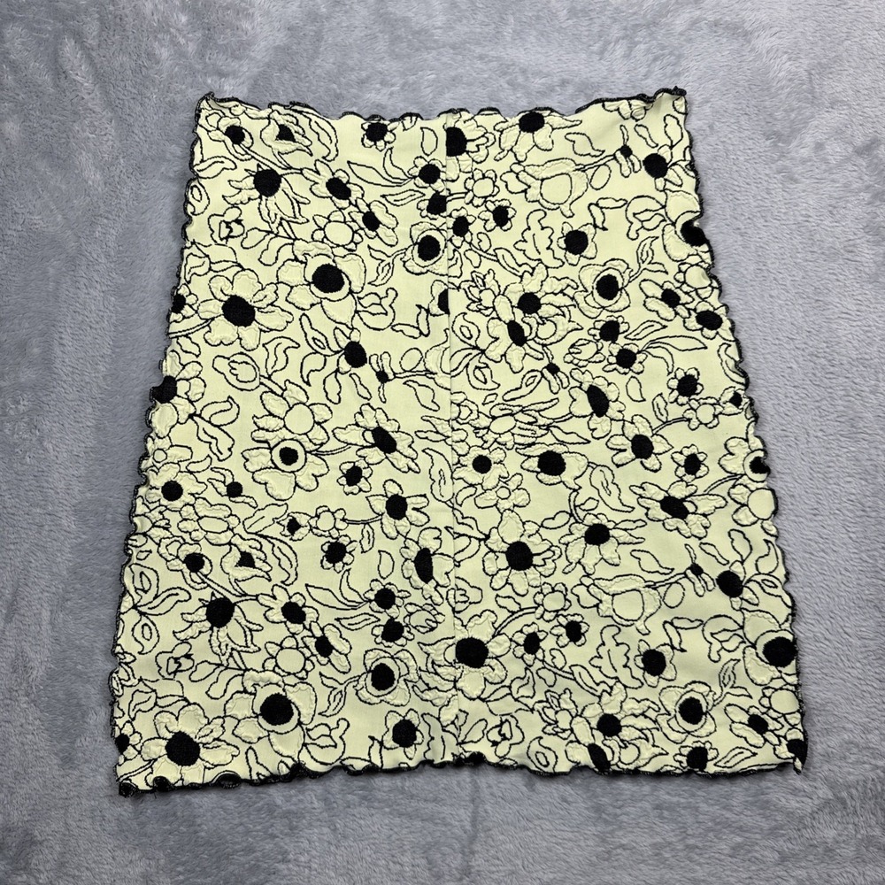 Haystacks Skirt Womens OS Yellow Cream Floral Stretch USA Boho Lettuce Seam